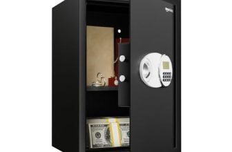 Amazon Basics Digital Safe With Keypad | Metal Safe Locker with LCD Display for Home, Office, Hotel | Gross Capacity – 58L (Net – 51L), Black
