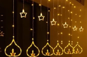 Desidiya® Deep Diya Curtain Lights Diwali Curtain Lights Warm White Indoor & Outdoor Lights for Home, 3 Meter Plug-in Lights with 108 LEDs, 6+6 Diya, Party, and Festive Decor- Corded Electric
