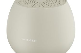 HAMMER Drop 5W Bluetooth Wireless Speaker with Twin Pairing, 1200 mAh Battery, 100H Standby Time, TWS Function, TF Card, USB Slot, Auto-Pairing, in-Built Mic, Type-C Charging, 52mm Driver (Beige)