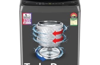 LG 8 Kg 5 Star Smart Inverter Technology Fully Automatic Top Load Washing Machine (T80VBMB4Z, Turbodrum, Auto Prewash, Stainless Steel drum, LED Display, Smart Diagnosis, Middle Black)