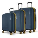 Safari Genius Alley Set of 3 (Cabin+ Medium + Large) Trolley Bags Hard Case Polypropylene, 4 Wheels, 360 Degree Wheeling Luggage, Travel Bag, Suitcase for Travel, Trolley Bags for Travel, Navy