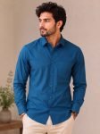 Tibra Collection Men Solid Casual Blue Shirt