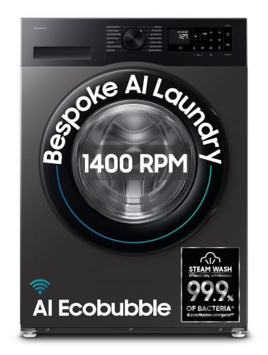 Samsung 12 kg, 5star, AI Control, AI Ecobubble, Super Speed, Wi-Fi, Hygiene Steam with Inbuilt Heater, Digital Inverter, Fully-Automatic Front Load Washing Machine (WW12DG6B24ASTL, Navy)