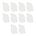 Crompton Platina Star Slim Recessed Edge Lit Panel 15Watt LED Round (Pack of 10, Cool Day Light) 6 inch Cut-Out and Ultra Slim Panel