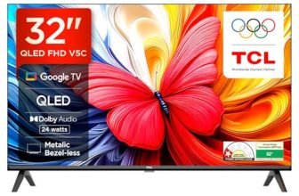 TCL 80 cms (32 inches) Smartchoice Full HD Smart QLED Google TV | Dolby Audio 24 watts | Ai Clarity | Metallic Bezel-Less | Multiple Viewing Mode | 32V5C
