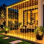 Desidiya 200 LED Waterfall Curtain String Lights 3x2m Warm White | 8 Lighting Modes, Adjustable Brightness, Memory Function, 10 Hanging Strands, Indoor & Outdoor Use