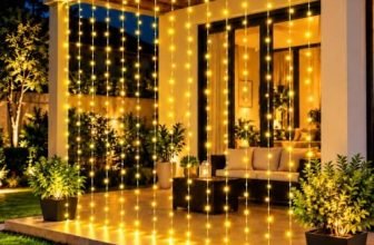 Desidiya 200 LED Waterfall Curtain String Lights 3x2m Warm White | 8 Lighting Modes, Adjustable Brightness, Memory Function, 10 Hanging Strands, Indoor & Outdoor Use