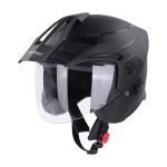 Steelbird SBH-23 Hunter ISI Certified Open Face Helmet Motorbike Helmet(Dashing Black with Clear Visor)