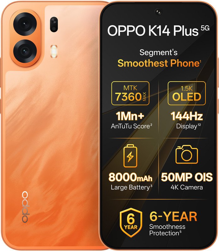 OPPO K14 Plus 5G (Solar Orange, 128 GB)(6 GB RAM)