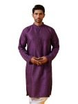 SOJANYA (Since 1958 Men’s Silk Bend Krochet Thread Embroidered Violet Long Kurta
