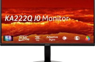 Acer KA222Q J0 54.61 cm (22 inch) Full HD LED Backlit VA Panel with sRGB 99%,ZeroFrame, HDMI + VGA, Eye Care, Tilt Adjustable Monitor (KA222Q J0bi)(Adaptive Sync, Response Time: 1 ms, 120 Hz Refresh Rate)