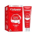 Colgate Visible White Teeth Whitening Toothpaste, Protects Enamel, Removes Stains, With Whitening Accelerators, 480g, 120g X 4