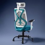 CELLBELL C190 Berlin Office Chair, High Back Mesh Ergonomic Home Office Desk Chair (White – Blue)