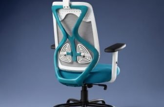 CELLBELL C190 Berlin Office Chair, High Back Mesh Ergonomic Home Office Desk Chair (White – Blue)