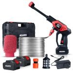 AGARO Marvel Cordless High Pressure Washer Gun, Premium Build Car Washer, 24V Rechargeable Battery (2 x 1500mAh), 110–240V, 10 Bar, Car, Bike & Home Cleaning, 6-in-1 Adjustable Nozzle, 5M Hose Pipe