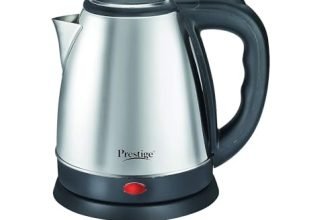 Prestige 1.8 Litres Electric Kettle (PKOSS 1.8)| 1500W| Silver – Black| Automatic Cut-off | Stainless Steel | Rotatable Base | Power Indicator | Single-Touch Lid Locking