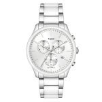TIMEX Mens 43 mm Fashion Silver Dial Stainless Steel Chronograph Watch