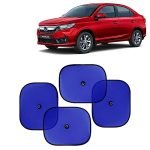 KINGSWAY Car Window Curtain Sticky Sun Shades Compatible with Honda Amaze, (Year 2023 Onwards), Universal Fit Sunshades for Side Window, Rear Window, Blue Color, 4 Pieces