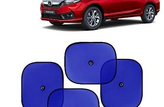 KINGSWAY Car Window Curtain Sticky Sun Shades Compatible with Honda Amaze, (Year 2023 Onwards), Universal Fit Sunshades for Side Window, Rear Window, Blue Color, 4 Pieces