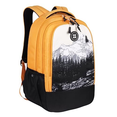 Gear Alpine 19″/39L Large Water Resistant School Bag/College Bag/Casual 4 Compartment Backpack/Daypack/Travel 4 Compartment Backpack/Kids Bag for Boys/Girls (Yellow-Black)