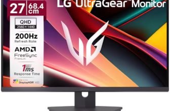 LG 27G610A 68.4 cm (27 Inch) Ultragear QHD (2560×1440) IPS Gaming Monitor, 1ms (GtG), 200Hz, sRGB 99%(Typ.), Anti-Glare, HDR10, AMD FreeSync™, DP, HDMI X 2, Tilt/Swivel/Height/Pivot Adjustable(Black)