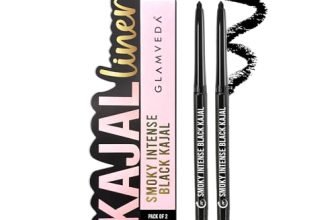 GLAMVEDA Pencil Smoky Intense Black Kajal – 0.35g | 24-Hour Long Stay One-Stroke Smooth Application Waterproof, Smudgeproof & Sweatproof| Rich Pigment | Suitable for Sensitive Eye (Pack of 2)