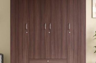 Interio by Godrej EWA 4-Door Wooden Wardrobe | 1-Year Warranty, 1 Drawer, Brown