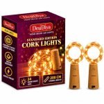 Desidiya® Bottle Lights with Cork, Mini Copper Wire, 24 LED Battery Operated String Decorative 200cm Fairy Light DIY Festive Decor for Diwali Wedding Party Decoration – Pack of 2 (Warm White)