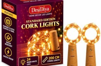 Desidiya® Bottle Lights with Cork, Mini Copper Wire, 24 LED Battery Operated String Decorative 200cm Fairy Light DIY Festive Decor for Diwali Wedding Party Decoration – Pack of 2 (Warm White)