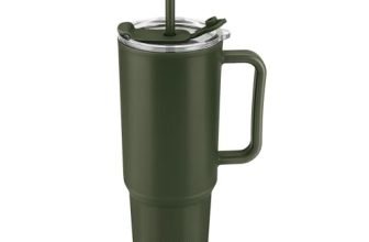 MILTON Maven 1000 Plastic Water Tumbler | 2-in1 Lid Sip or Gulp | Crystal Clear BPA Free-Food Grade | Sturdy Handle | Large Travel Mug for Gym, Office & Outdoor Use, 1 L, Military Green