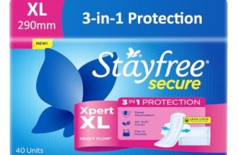 Stayfree Secure Xpert XL Sanitary Pads for Women | 290 mm | 40 Pads | Longer & Wider Pads for Heavy Flow | Air Soft Cover | Helps Prevent Skin Irritation | Fits in Pocket | Gel Lock Pockets for Instant & Deep Absorption | Dermatologically Tested