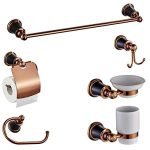 ALTON CopperBlack Brass, 6-Piece Bathroom Accessories Set, | Towel Rail, Towel Ring, Soap Dish, Tumbler Holder, Toilet Paper Holder, Robe Hook