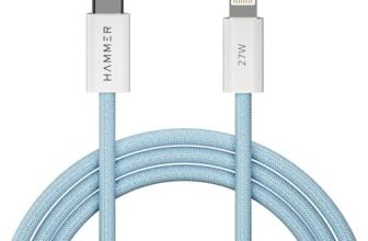 HAMMER 27W Type-C to Lightning 8 Pin Nylon Braided Cable, 27W Fast Charging, 480Mbps High Speed Data Transfer & Durable Tangle Free Design, Compatible with iPhone, iPad, iMac, AirPods, 1.2M (Blue)