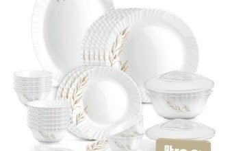 Treo by Milton Opalware Neuma Selene Dinner Set of 35 | Serving for 6|Microwave & Dishwasher Safe | Bone-Ash Free | Tempered Toughness | Plates, Bowls, Lid, Spoons | Crockery Set for Dining & Gifting