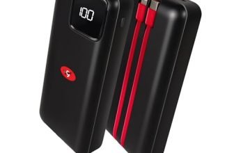 Eveready Ultima Power Bank PB11 with Built-in-Cables 20,000 mAh, 22.5W Fast Charging, Multiple Ports & Universal Compatibility, TypeC Input & Output, Digital Battery Indicator, Overcharging Protection
