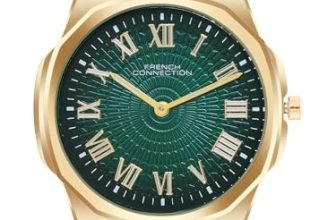 French Connection Textured Green Round Dial with Gold Stainless Steel Strap Watch for Mens – FCN0125GM