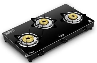 Crompton FlameStar Max 3 Burner Glass Top LPG Gas Stove | 1 Jumbo & 2 Medium Brass Burner | Max Space | Easy Cleaning | Toughened Glass| Tri Pin Brass Burners |2 Year Manufacturer’s Warranty