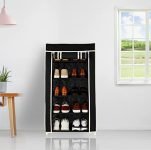 Amazon Brand – Solimo Foldable Shoe Rack, 5 Layer, Black, Premium, Alloy Steel, Plastic