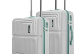 Safari Roma Hard Luggage Trolley Bag with 8 Wheels Set of Cabin and Medium Size Suitcases – Fog Grey