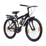 Hero Rove IC 24T Single Speed Mountain Bicycle for Mens with Inbuilt Carrier | Black-Green | Rigid | V Brake | Steel Frame : 15.5Inches | Rider Height : 4ft 4″ – 5ft 1″ | 95% Pre-Assembled Bicycle