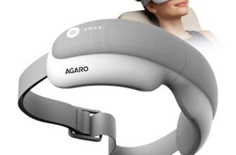 AGARO Elite Eye Massager with Air Compression, Rechargeable, Heat & Vibration | Bluetooth Music | Foldable Design | 5 Relaxation Modes | Adjustable Headband | Ideal for Screen Fatigue & Daily Eye Relaxation