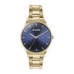 Sonata Quartz Analog Blue Dial Golden Stainless Steel Strap Watch for Men