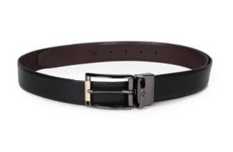 Louis Philippe Men 100% Italian Leather Dual Tone Zinc Alloy Buckle Formal Reversible Belt