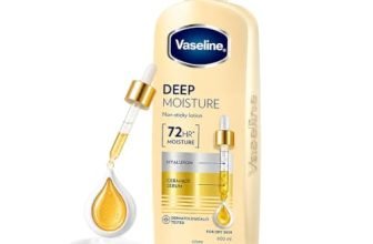 Vaseline Deep Moisture Body Lotion with Ceramide Hyaluron Fillers | 10X More Moisture for Cushion Soft Glowing Skin | For Dry Skin | Lightweight Non-Sticky Formula | 600ml