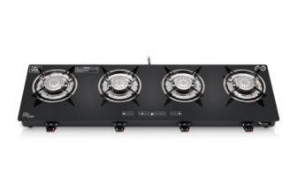 Thermador 4 Burner STL Plain Gas Stove Toughened Glass Cooktop Manual Ignition Die Cast Aluminium Alloy Tornado Burners Black