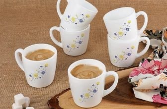 CELLO Ricca Mug 6 Pcs Set | Cups for Tea, Coffee, Espresso | Thermal Resistant | Light Weight | Ideal Gifting Option | Blooming Daisy | 100ml