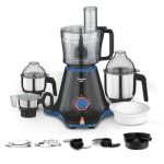 Preethi Zion 750W Mixer Grinder, 4 Jars, Food Processor & Flexi Lid, Black
