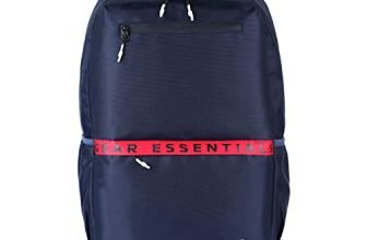 Gear LOGI-Q 27L Medium Water Resistant 5 Compartment Laptop Backpack/Backpack/Office Bag with Trolley Sleeve for Men/Women (Navy-Red)