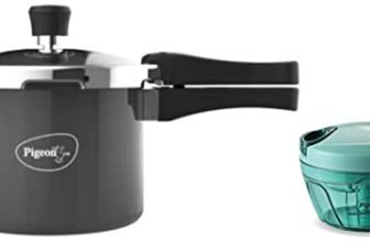 Pigeon Hard Anodised Pressure Cooker Outer Lid with Induction Base 3 Litre & Plastic Mini Handy and Compact Chopper with 3 Blades (Green, 400 ml)