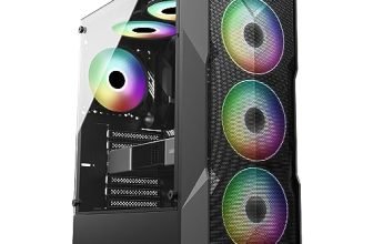 Ant Esports ICE-300 Mesh V2 Mid Tower Gaming Cabinet | High Airflow Mesh Front Panel | 4 Pre-Installed 120mm ARGB Fans | ATX, Micro-ATX, Mini-ITX Motherboard Support (Black)